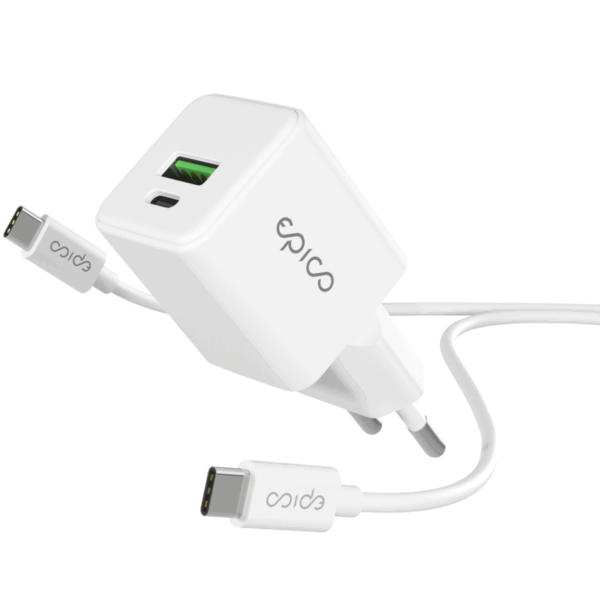 Epico UltraBoost GaN 20W Charger + 1.2m USB-C Cable – White